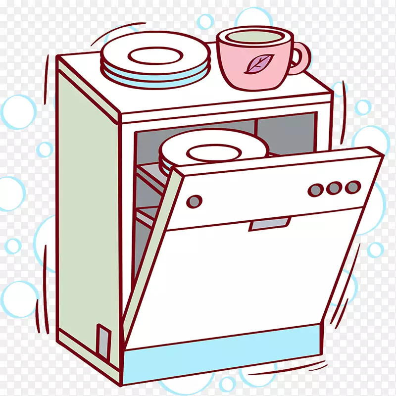 洗碗机插画