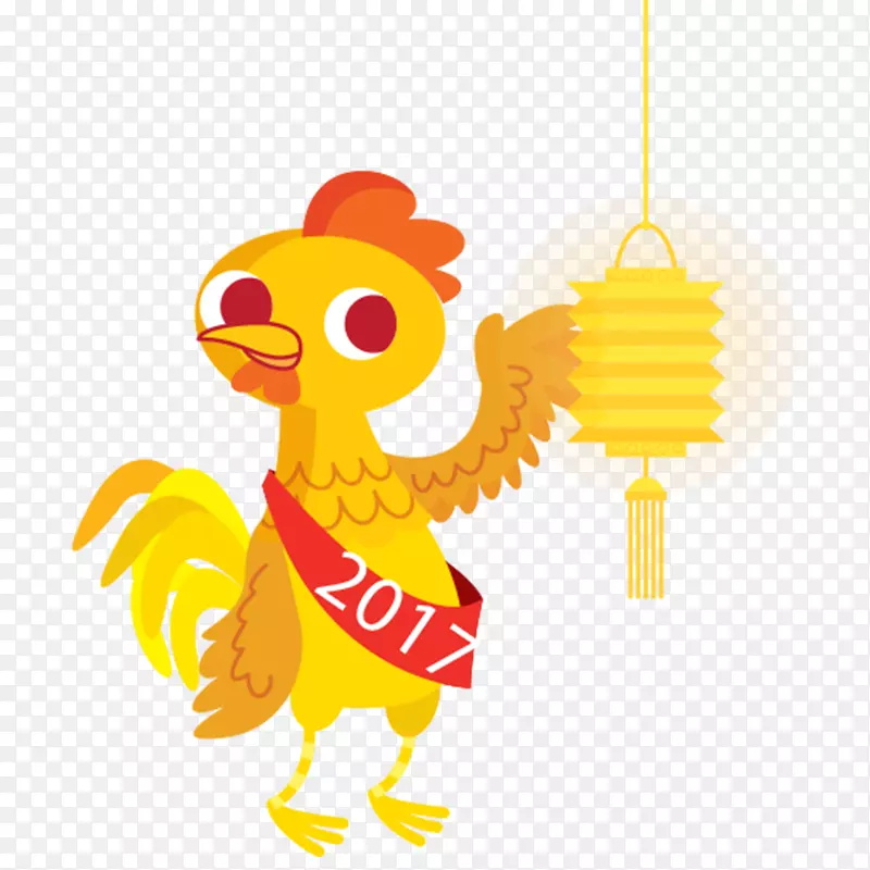 鸡和灯笼矢量图