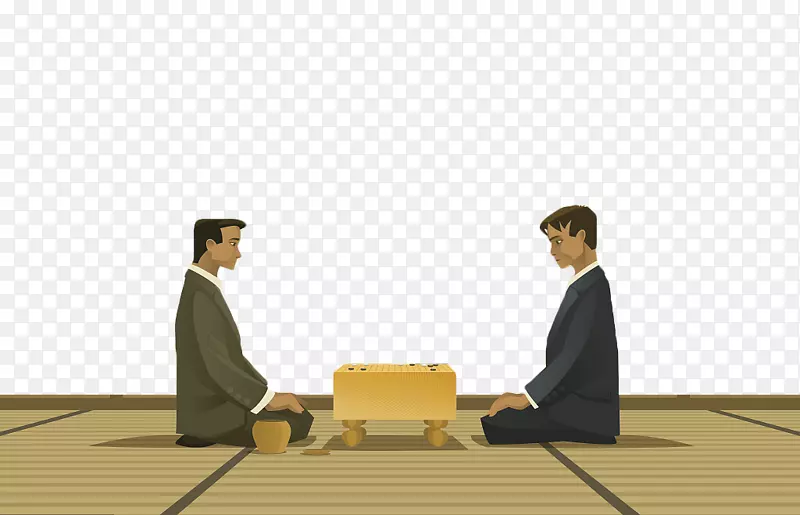手绘对弈棋手