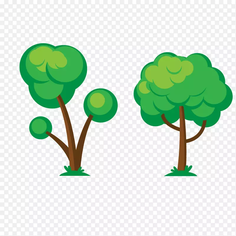 绿色环保设计水彩手绘树木设计素