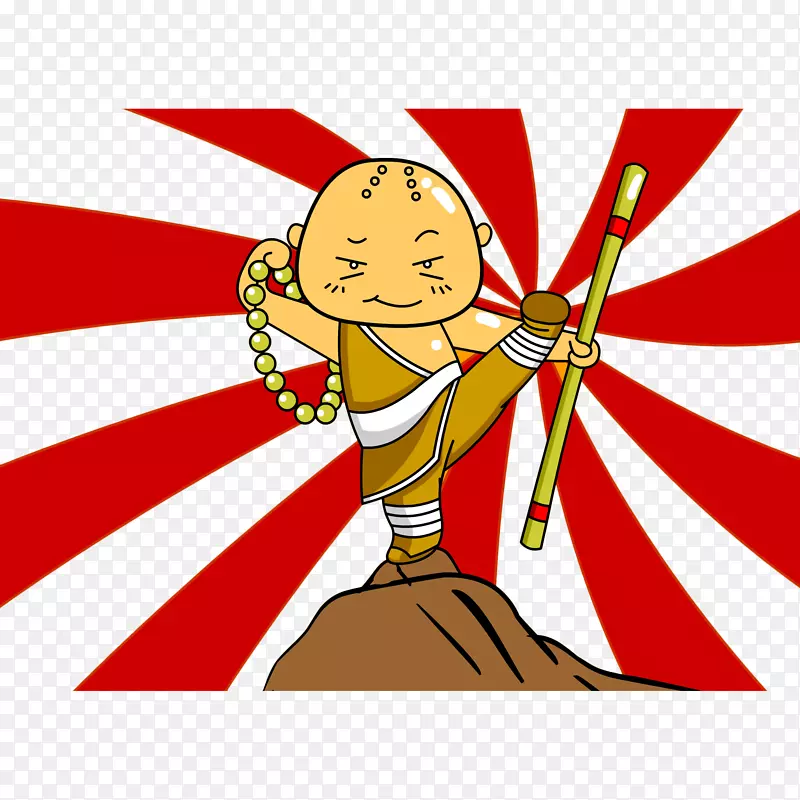 手绘练武的小和尚
