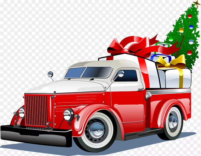 圣诞节红色卡通卡车