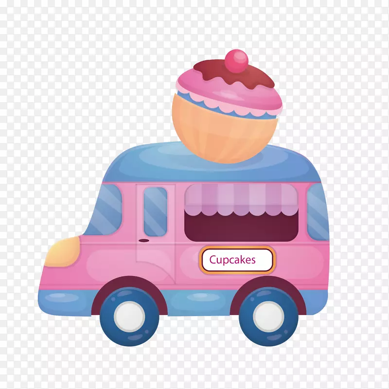 粉色冰淇淋主题食物快餐车