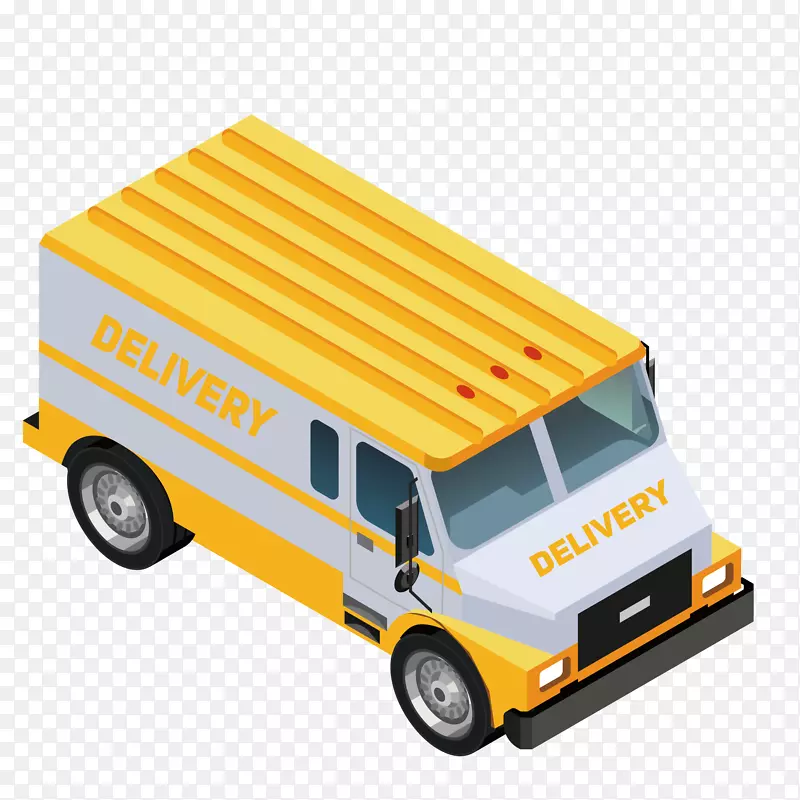 黄色卡通设计小货车