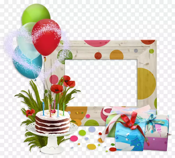 生日蛋糕气球相框