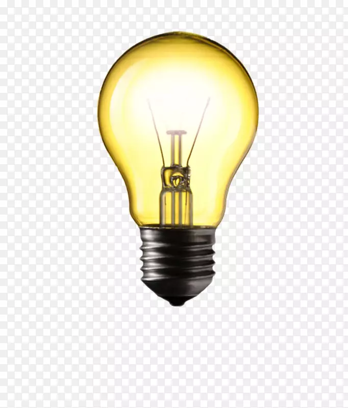 黄色立体电器发光的灯泡产品实物