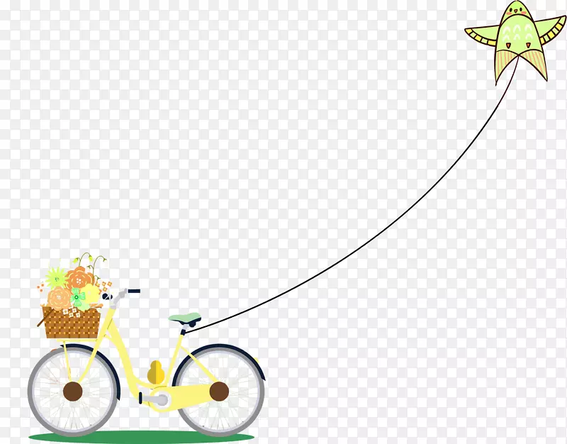 自行车挂着风筝素材图案