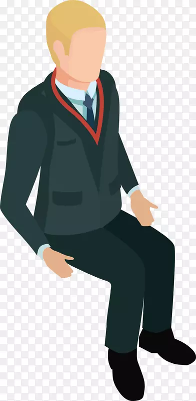 办公室矢量人物侧面坐姿素材