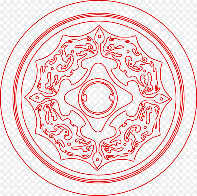 矢量中式圆形花纹边框PNG图片