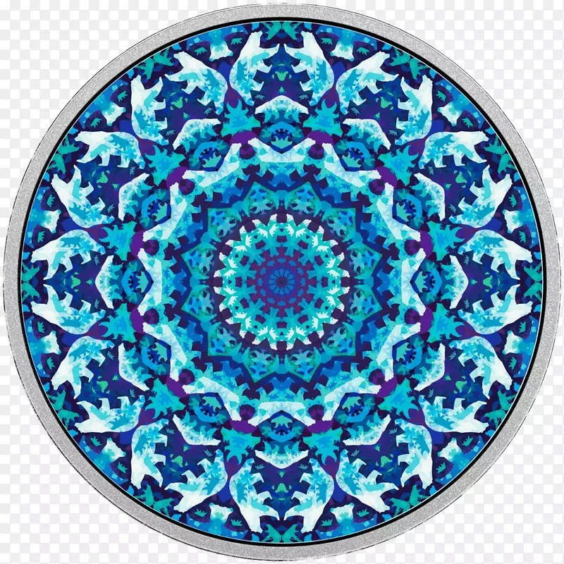 蓝色圆形装饰花朵