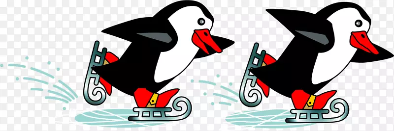 冬日卡通滑雪企鹅