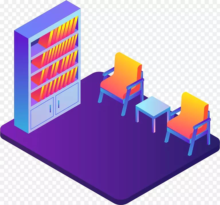 手绘卡通立体C4D书房设计