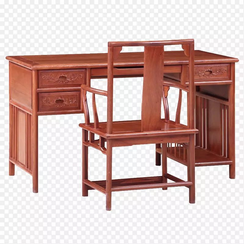 实物红木家具实木书桌椅子