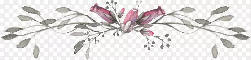 花纹灰色手绘水花花卉