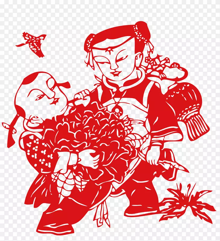红色年画人物