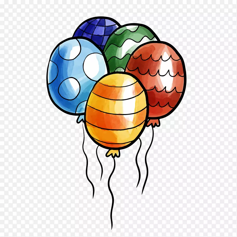 五个彩色的小气球
