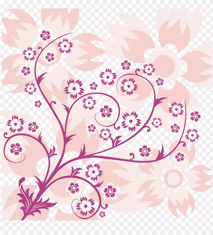 粉色花卉背景素材矢量