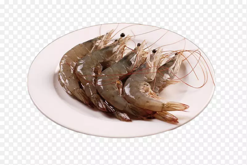 一盘新鲜美味斑节虾