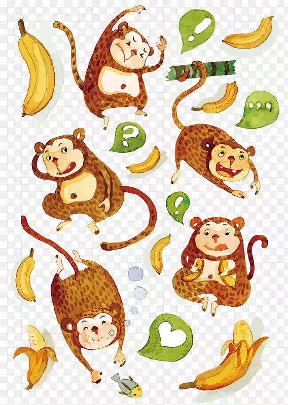 矢量猴子和香蕉
