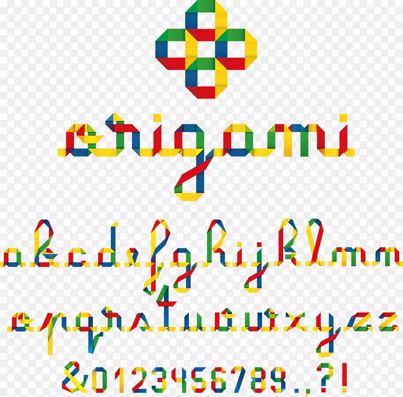 彩色折纸造型字体矢量素材
