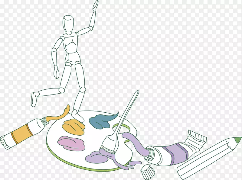 小木偶绘画颜料矢量图