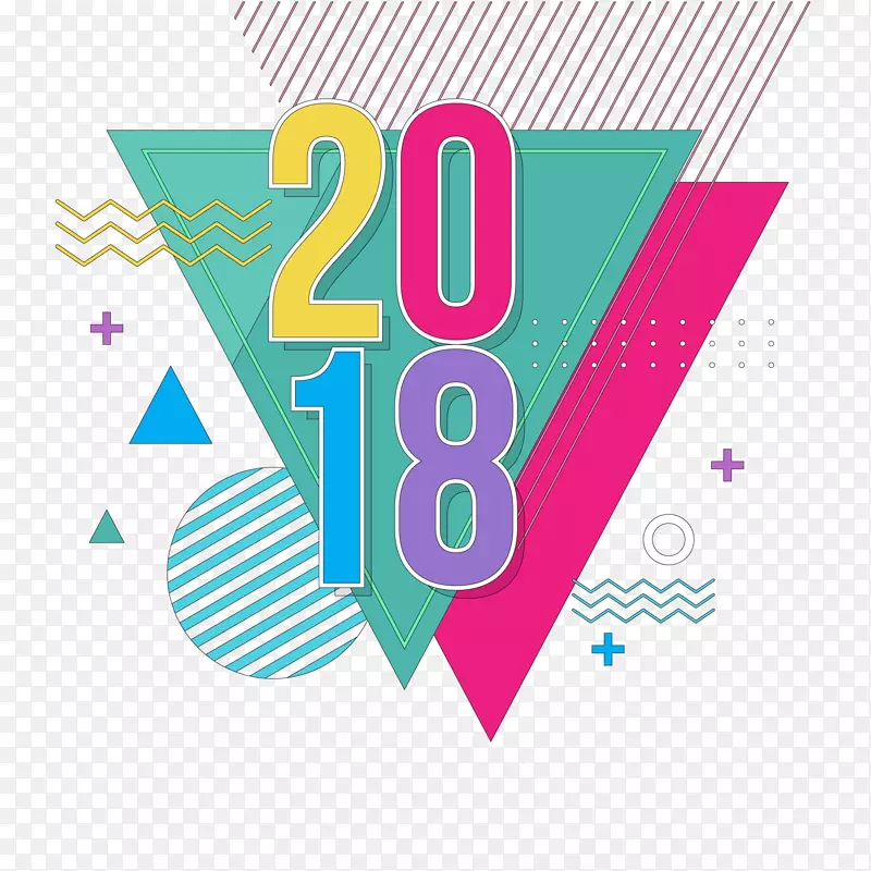 2018年抽象三角形贺卡矢量