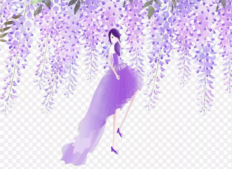 美丽的紫藤花女孩