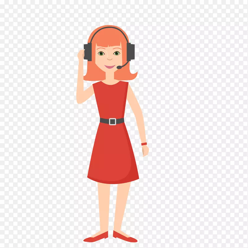 卡通女性客服人物设计