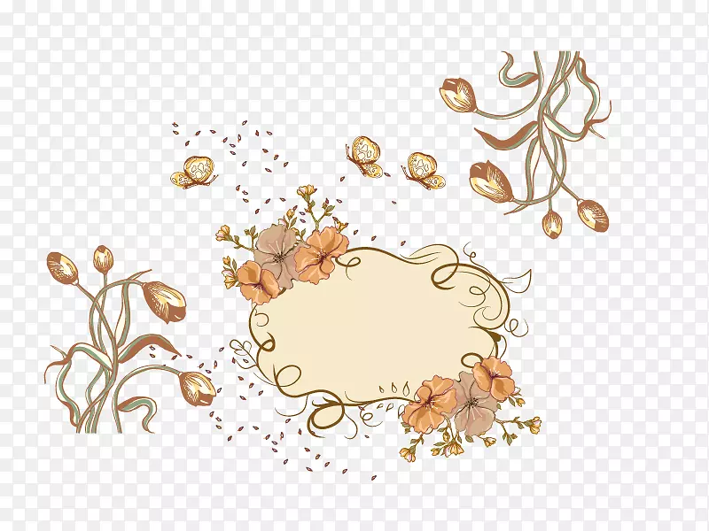 古典花纹花朵边框
