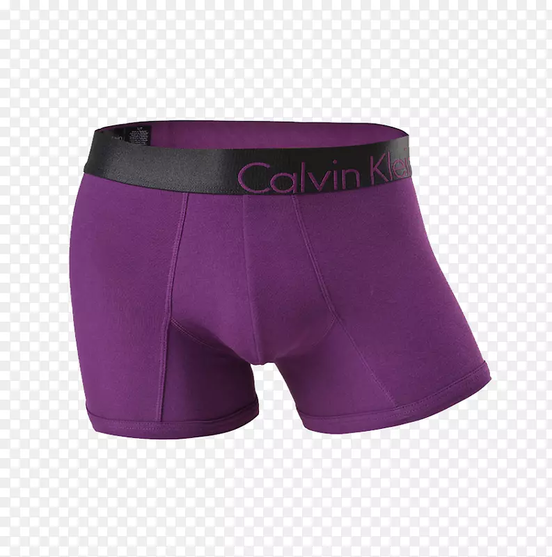 卡文克莱黑腰带紫色平角内裤正面