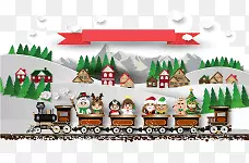 创意圣诞列车剪贴贺卡矢量素材