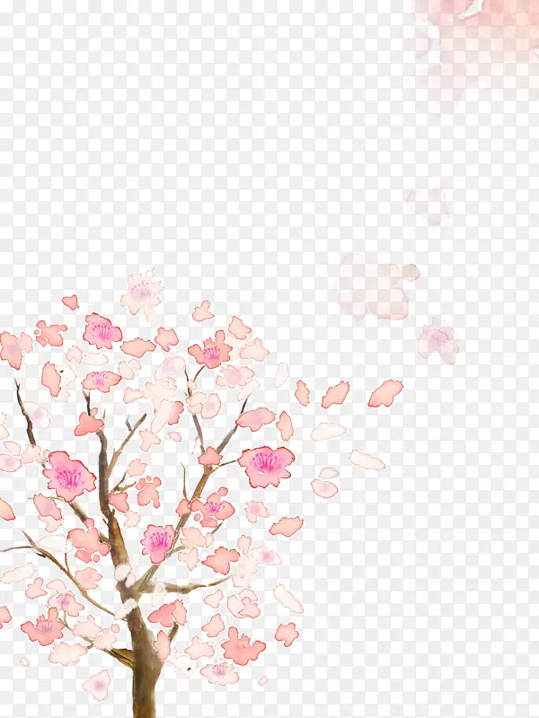 水墨梦幻樱花树背景