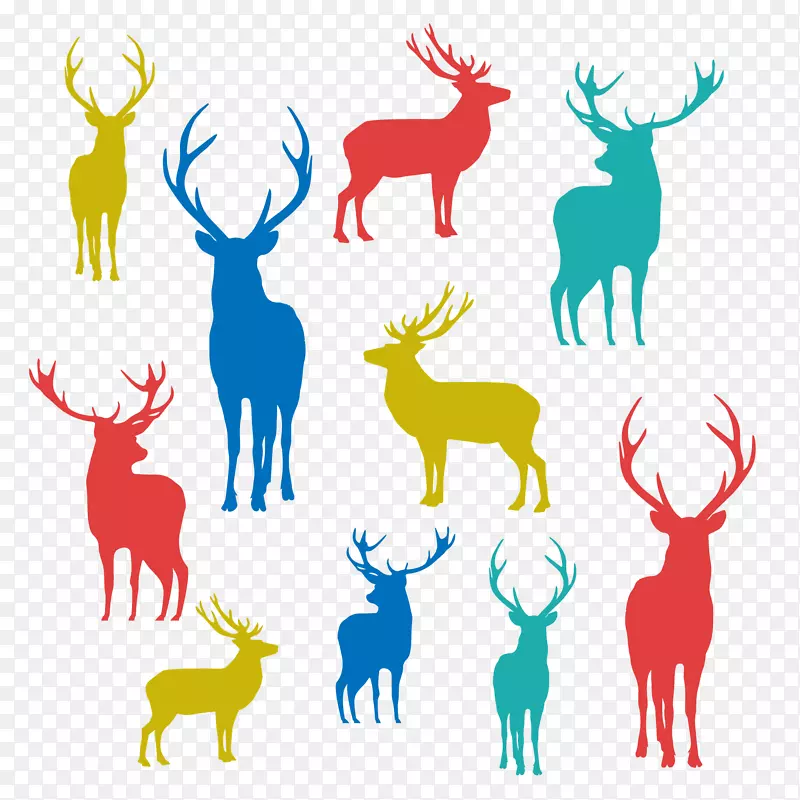 彩色驯鹿设计矢量素材