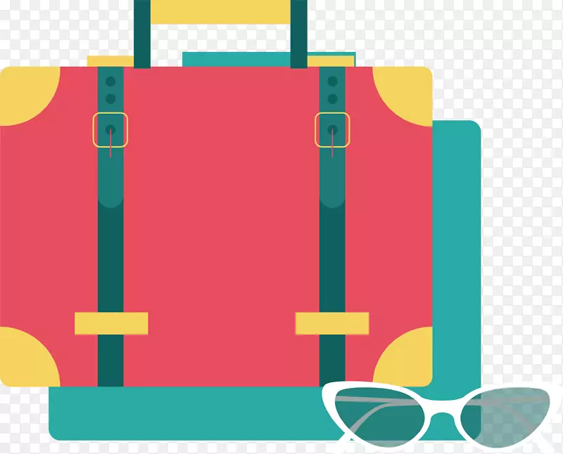 红色旅行箱遮阳镜旅游旅行设计素