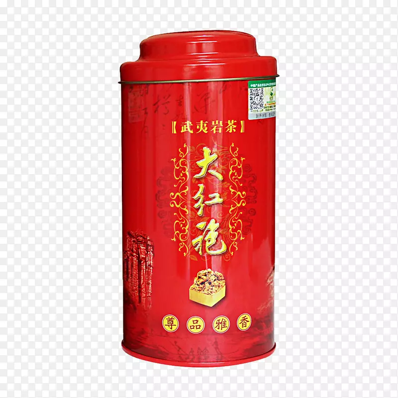 大红袍红色茶叶铁罐