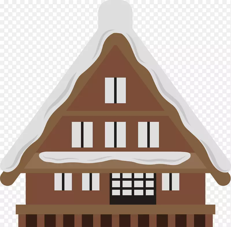 日本木结构建筑卡通装饰元素