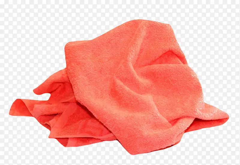 红色没折叠的毛巾清洁用品实物