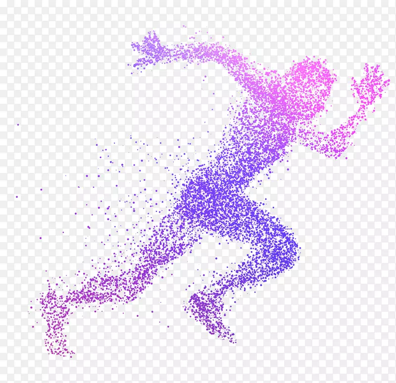 紫色人体运动跑步热血透明图案