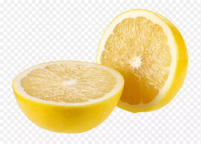 黄色切开一半的柠檬柚子