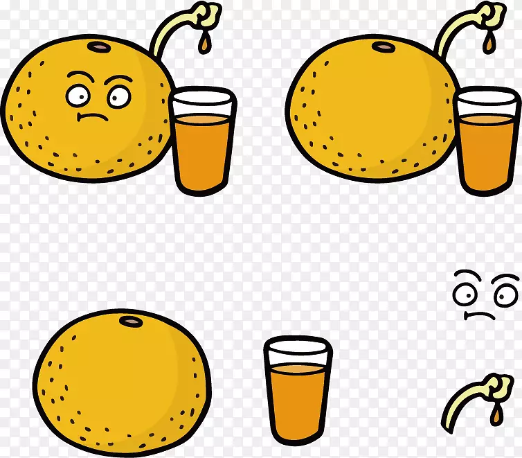 创意趣味鲜橙果汁表情简笔画