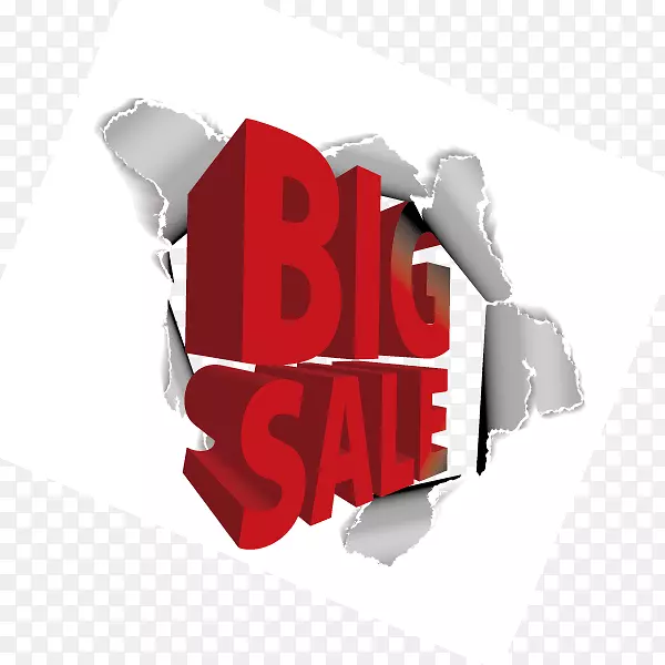 big sale 立体字 投影 红色  撕裂