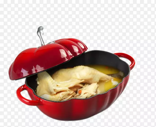 番茄铸铁锅里的鸡汤