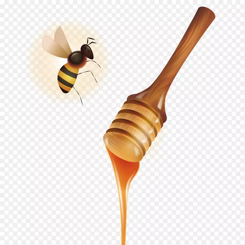 搅蜜棒和蜜蜂食物海报背景