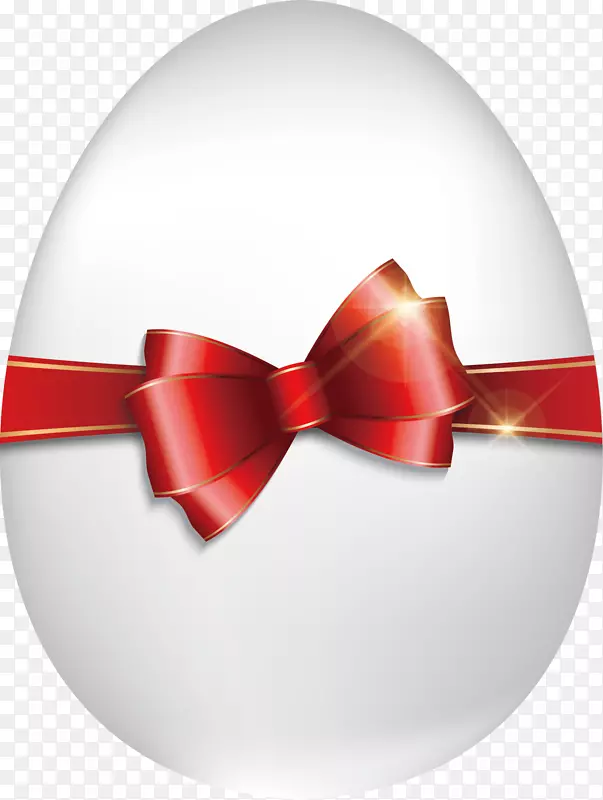 矢量手绘白色的蛋绑着红色蝴蝶结
