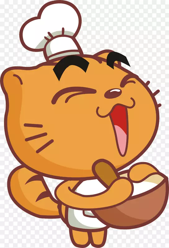黄色卡通猫咪烘焙师