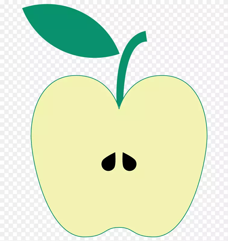 半个绿色卡通苹果