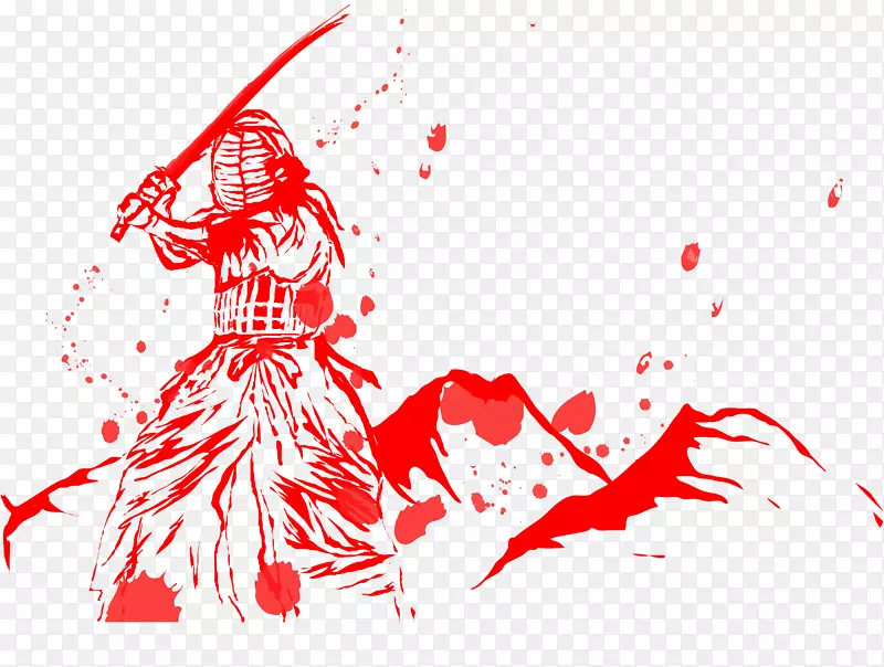 血迹绘制的武士图