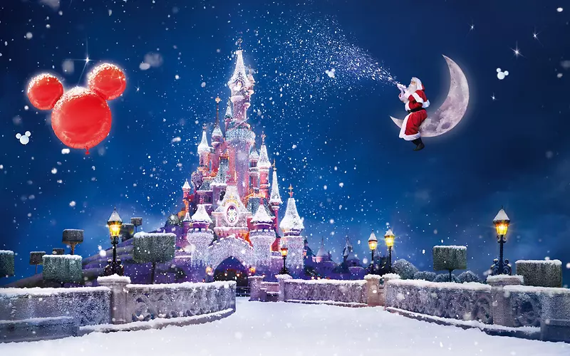 圣诞节梦幻城堡海报背景