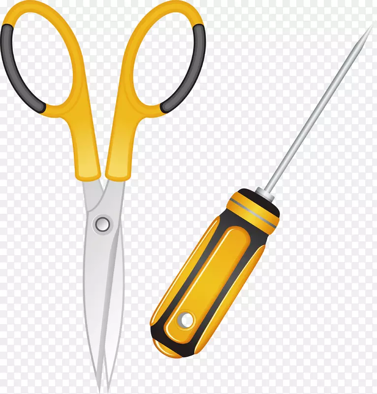 家庭生活工具剪刀螺丝刀素材矢量
