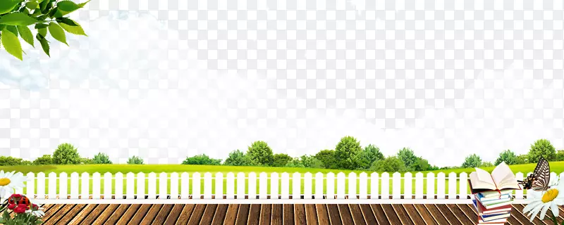 绿草栅栏木板背景